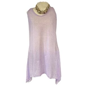 Vintage IN GEAR asymmetrical paper tag USA linen blend tank in lilac purple sz M